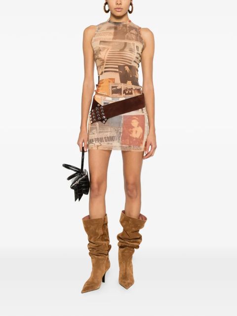 Jean Paul Gaultier newspaper-print top - Neutrals