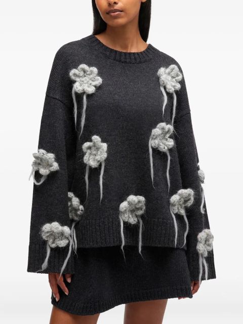 GANNI flower-crochet sweater - Grey