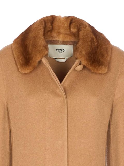 FENDI fur-collar coat - Brown