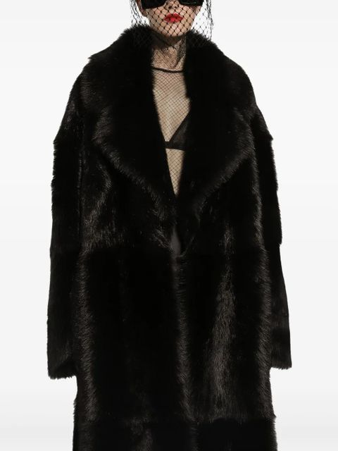 Dolce & Gabbana single-breasted shearling coat - Black
