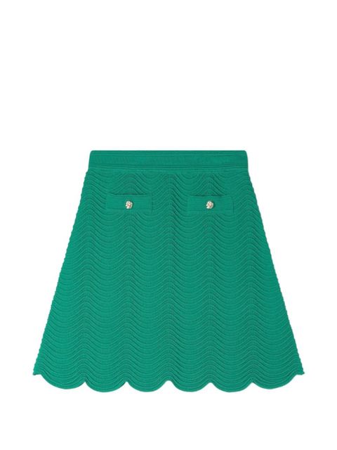 SANDRO wave-pattern knitted skirt - Green - zdjęcie produktu nr 1