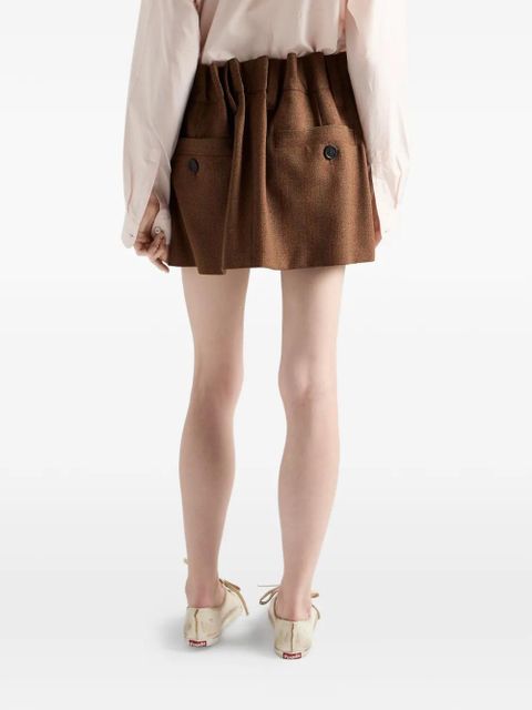 Prada elastic-waistband mini skirt - Brown