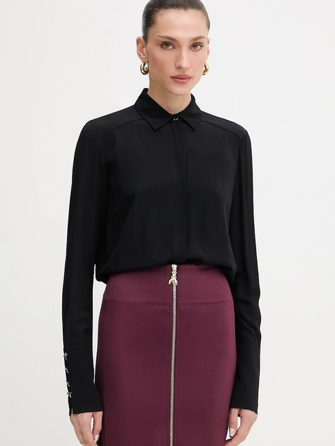 Patrizia Pepe koszula damska kolor czarny regular z kołnierzykiem klasycznym 8C0761 A8I1