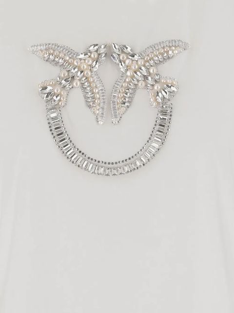 PINKO crystal-embellished logo crew-neck T-shirt - White