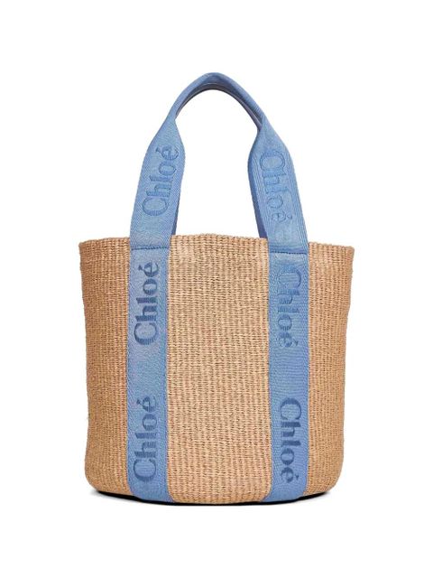 Chloé large Woody tote bag - Blue - zdjęcie produktu nr 1