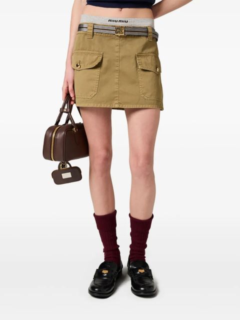 Miu Miu garment-dyed cotton miniskirt - Green
