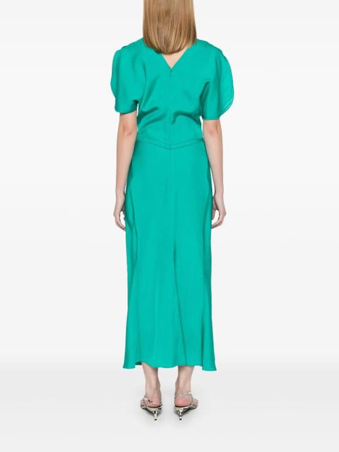 Victoria Beckham gathered-detail midi dress - Green