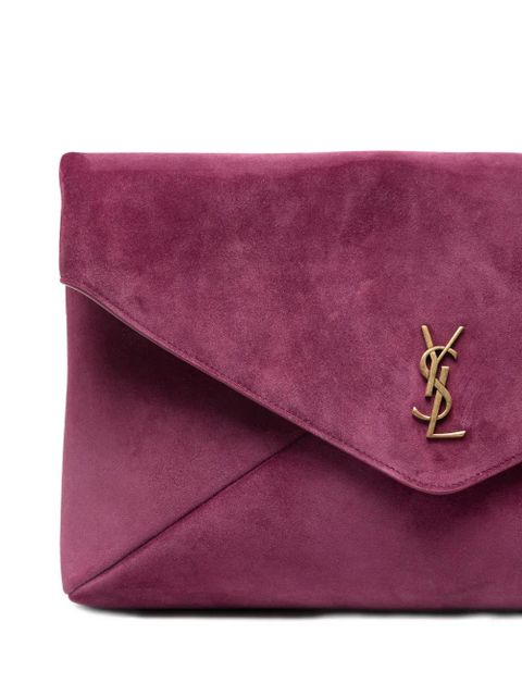 Saint Laurent logo-plaque clutch bag - Purple