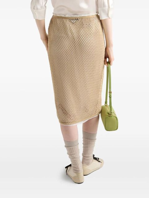 Prada mesh pencil skirt - Neutrals