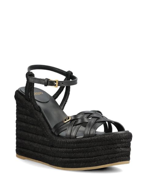 Valentino Garavani Rockstud woven wedge sandals - Black - zdjęcie produktu nr 2