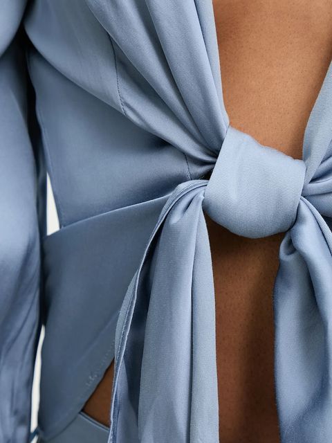 Answear.LAB bluzka i spódnica damski kolor niebieski