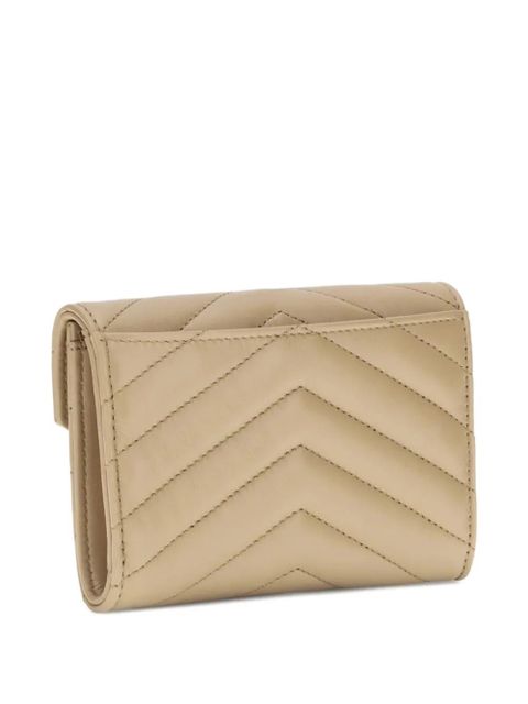 Saint Laurent chevron-quilted leather wallet - Neutrals