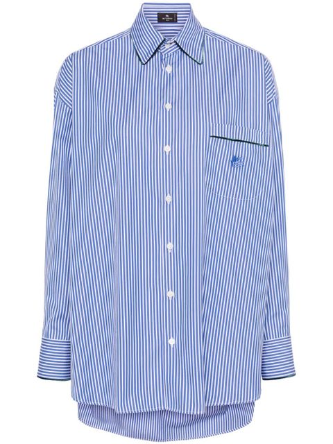 ETRO logo-embroidered striped cotton shirt - Blue - zdjęcie produktu nr 1