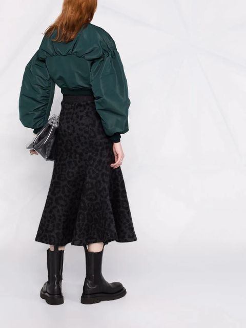 Valentino Garavani leopard pattern flared knitted skirt - Grey