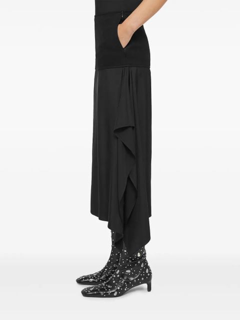 Jil Sander wool draped midi skirt - Black
