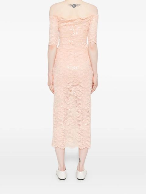 Rabanne sequin lace midi skirt - Orange