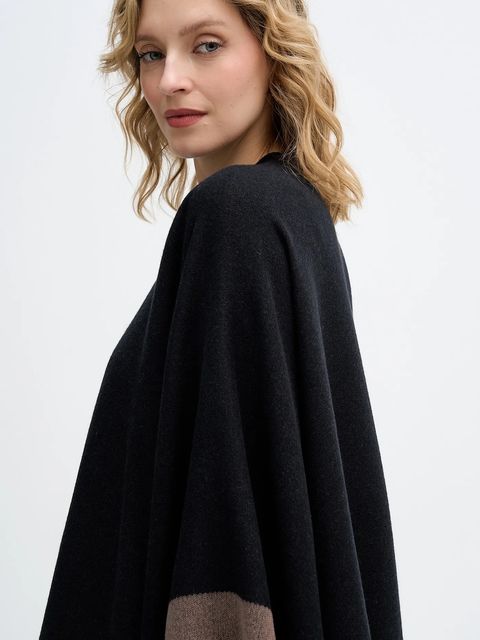 Sisley poncho damski kolor czarny lekki 6X7PWU027