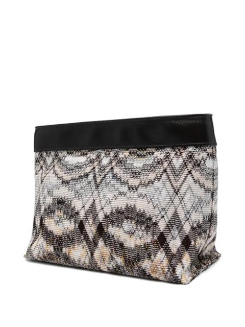 Missoni patterned trim shoulder bag - Brown