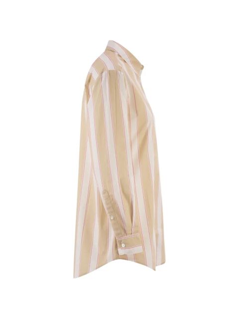 MC2 Saint Barth striped embroidered-logo shirt - Neutrals