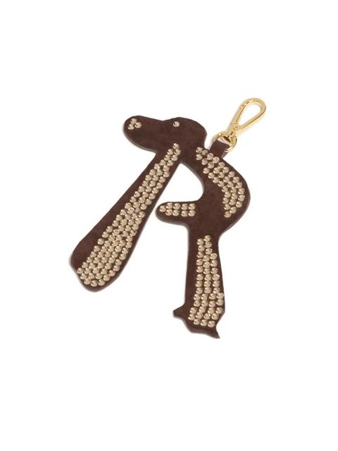 Marni rhinestone-embellishment charm keyring - Brown
