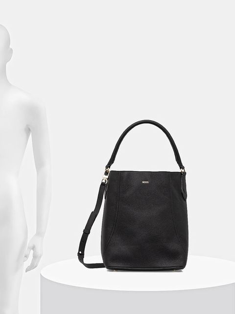 BOSS torebka skórzana kolor czarny 50547744