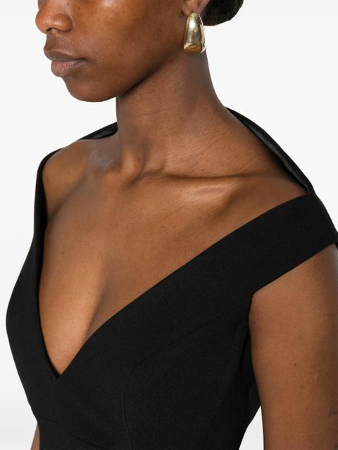 Solace London Monica V-neck midi dress - Black