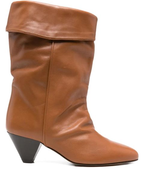 ISABEL MARANT 55mm Dalby draped leather boots - Brown - zdjęcie produktu nr 1