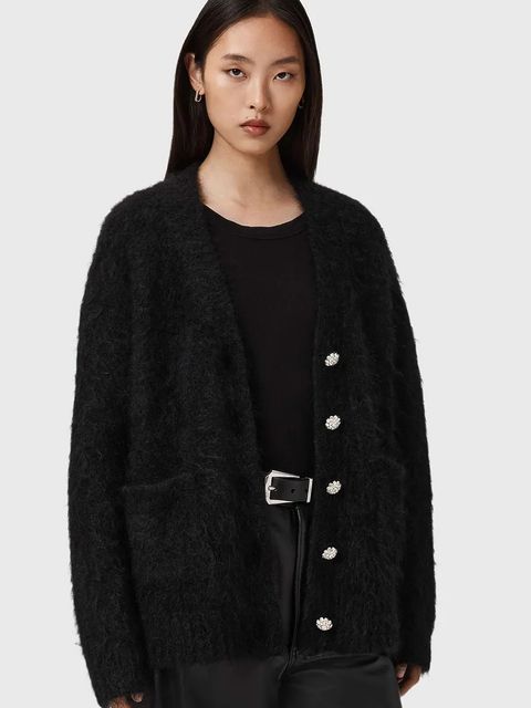 AllSaints kardigan z wełną damski kolor czarny W077KD - zdjęcie produktu nr 1