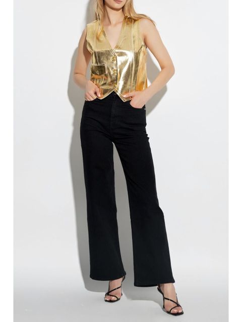 GANNI metallic organic cotton vest - Gold