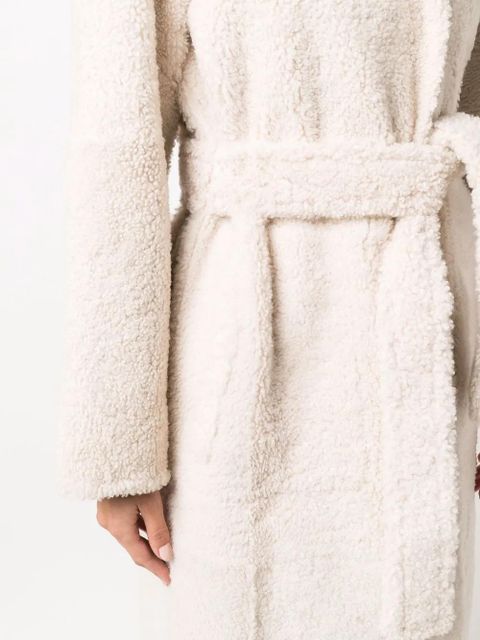 Yves Salomon belted shearling coat - Neutrals