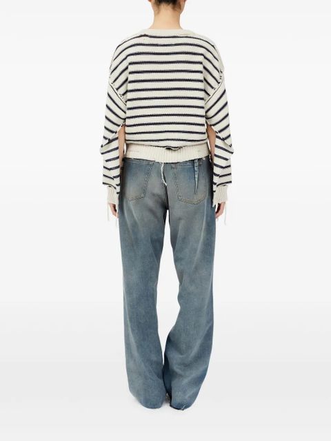MM6 Maison Margiela crew-neck striped cotton jumper - White