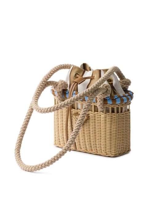 Prada mini Wicker bucket bag - Neutrals