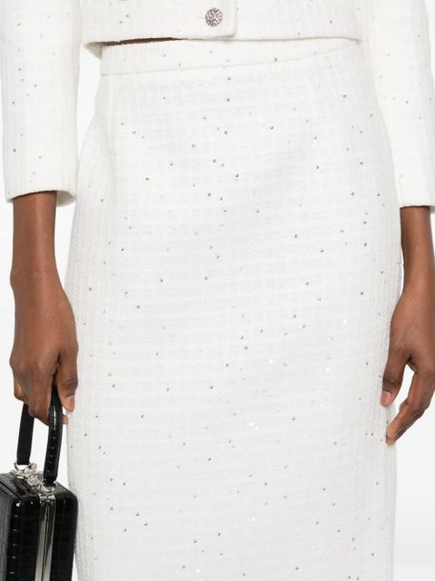 Alessandra Rich sequin-embellished midi skirt - White