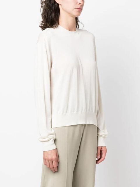 Jil Sander ribbed crew neck jumper - White