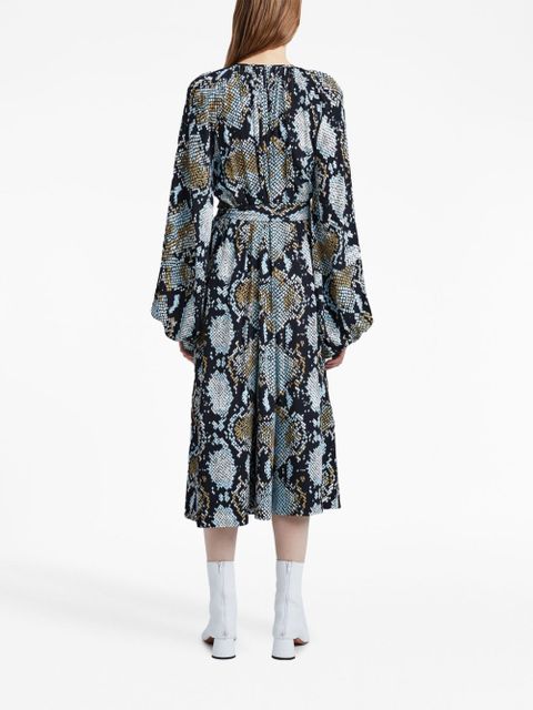 Proenza Schouler snake-print crepe de chine shirtdress - Black