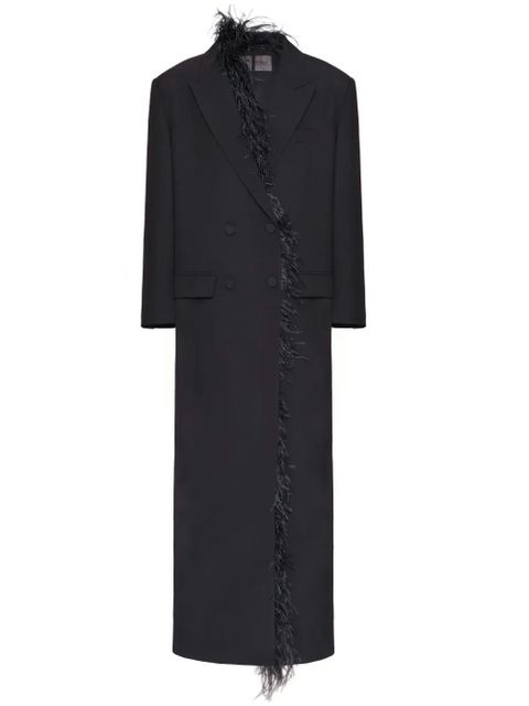 Valentino Garavani embroidered wool coat - Black