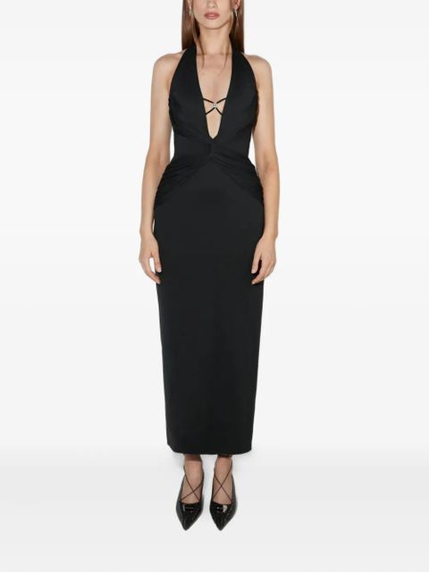 MISBHV deep neck gathering midnight dress - Black - zdjęcie produktu nr 1