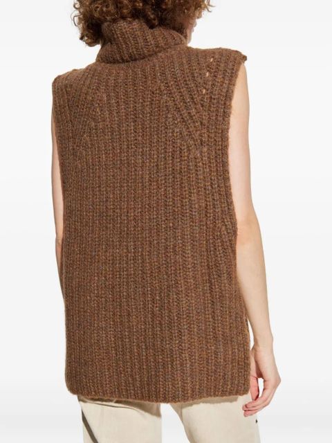 ISABEL MARANT turtleneck ribbed vest - Brown