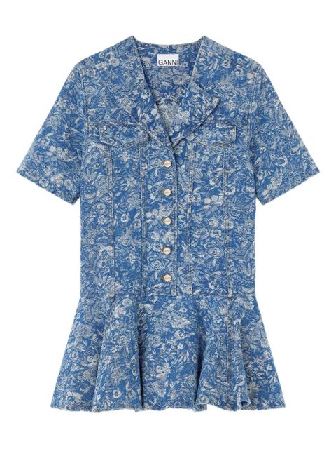 GANNI floral-print denim midi dress - Blue - zdjęcie produktu nr 1