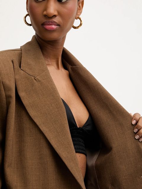 Haveone marynarka kolor brązowy dwurzędowa gładka JSO-P014