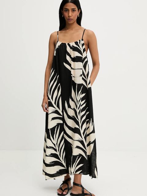 Answear.LAB sukienka kolor czarny maxi rozkloszowana