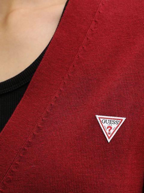 Guess Jeans kardigan z domieszką wełny kolor bordowy lekki W4BR16 Z3HO2