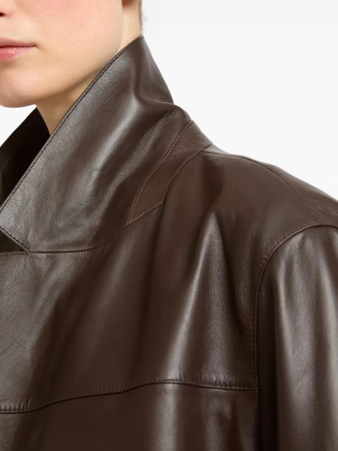 Yves Salomon straight leather coat - Brown