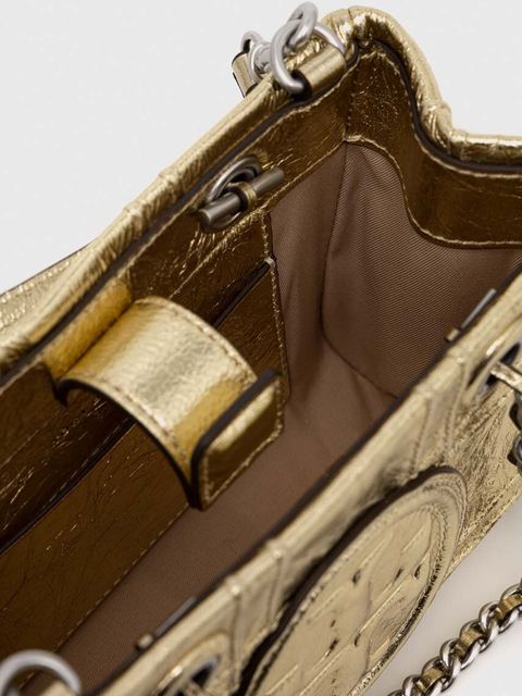 Tory Burch torebka skórzana Fleming Soft Metallic kolor złoty 152480.700