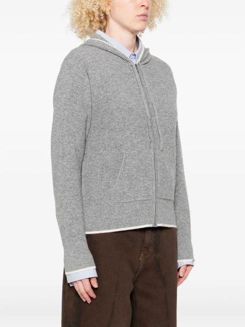 SANDRO ribbed zip-up hooded cardigan - Grey - zdjęcie produktu nr 2