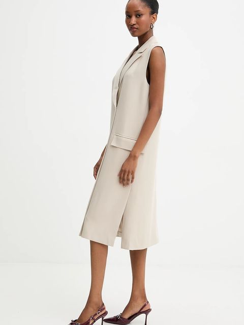 Answear.LAB kamizelka kolor beżowy dwurzędowa