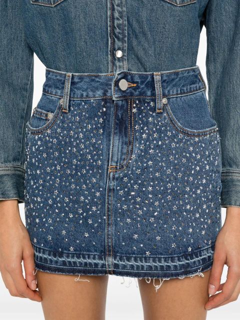 Alessandra Rich stud-embellished denim mini skirt - Blue