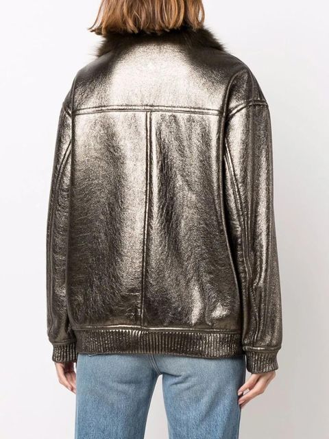 Yves Salomon longline leather jacket - Metallic