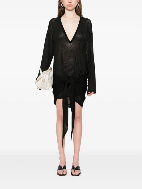 The Attico knotted mini dress - Black