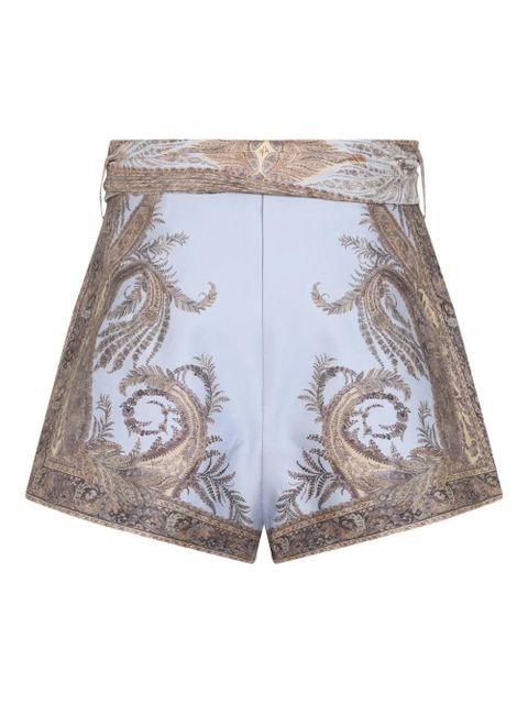ZIMMERMANN paisley-print belted shorts - Purple